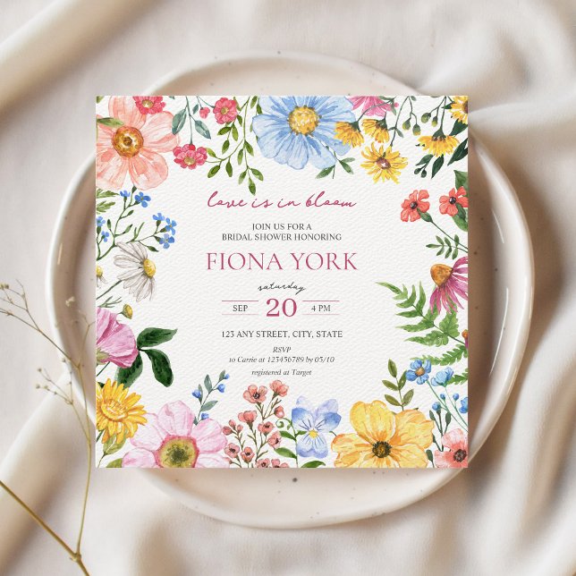 Kärlek är i Bloom | Cute Wildbloms Möhippa Inbjudningar (Love is in bloom Wildflower Florals Bridal Shower invitation)