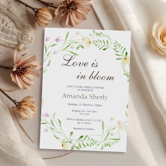 Kärlek är i Bloom Garden Inbjudningskort för möhip (Love is in Bloom Garden Bridal  Shower Invite)