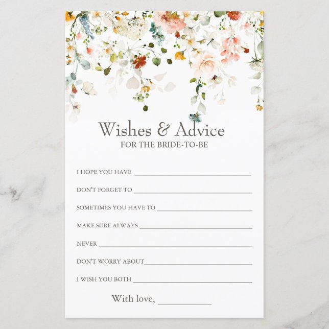 Kärlek är i bloom Önskemål & Advice Shower-spel fö (Framsida)