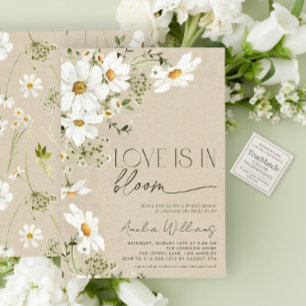 Kärlek är i Bloom Rustic Daisy Wildblomma Inbjudningar