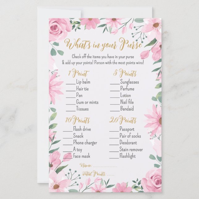 Kärlek är i Bloom Shower What's in Your Purse Game (Framsida)