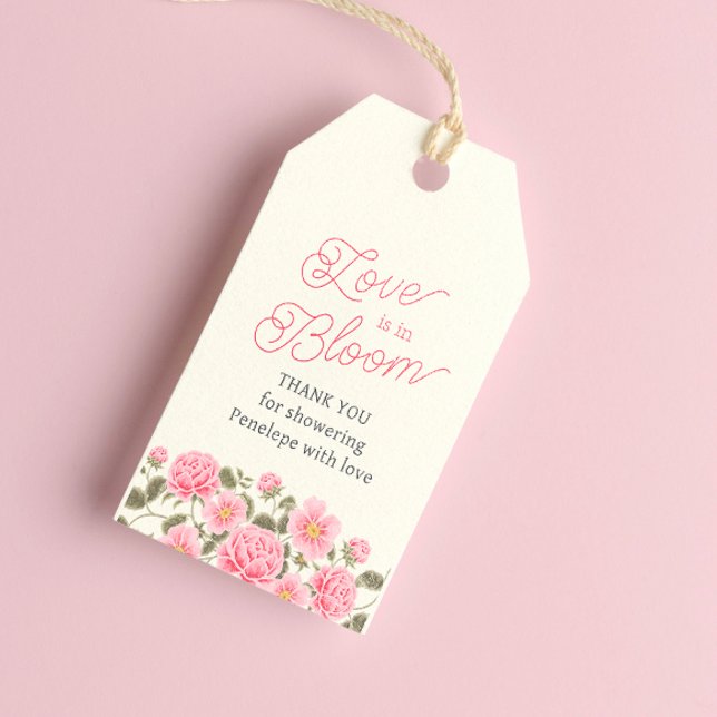 KÄRLEK ÄR I BLOOM SÖT ROSA VILD RO PRESENTETIKETT (Skapare uppladdad)