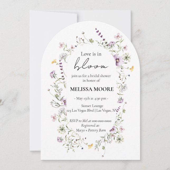 Kärlek är i bloomarkeringsinbjudan för Möhippa Inbjudningar (Framsida)