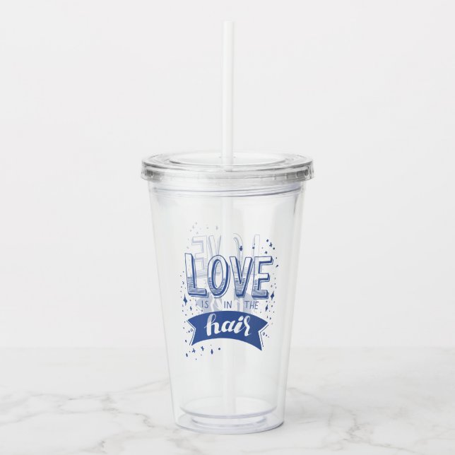 Kärlek är i håret take away mugg (Framsida)