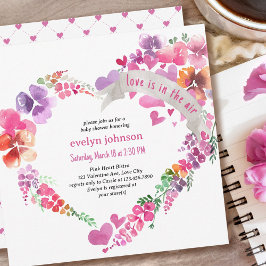 Kärlek är i Luft Blommigt Heart Baby Shower Inbjudningar