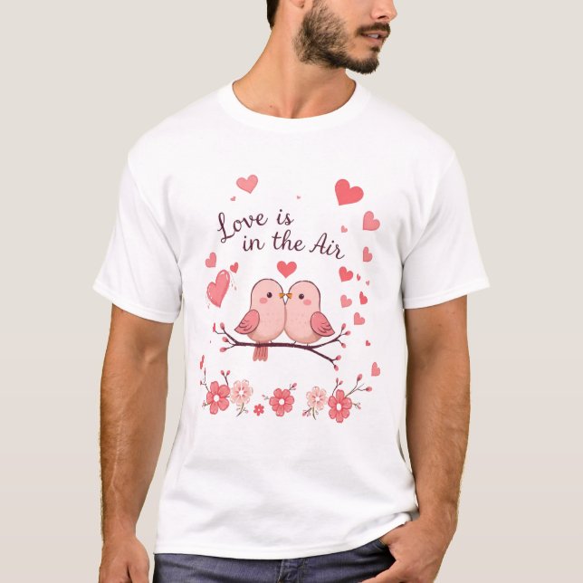 Kärlek är i Luft - Cute Valentine Day T Shirt (Framsida)