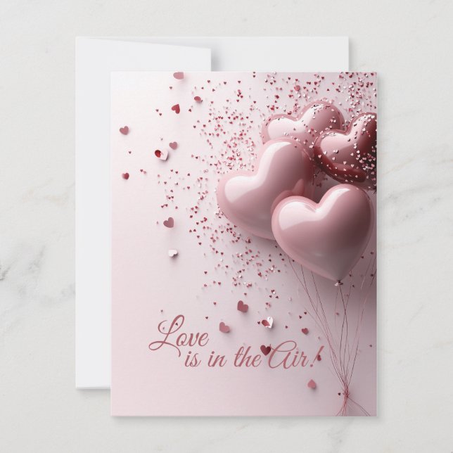 Kärlek är i Luft - hjärtballongens Alla hjärtans d Julkort (Framsida)