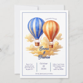 Kärlek är i Luft Luftballong Travel Bröllop Inbjudningar