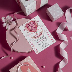 Kärlek är i luften Galentine's hjärta bröllopsdusc Inbjudningar
