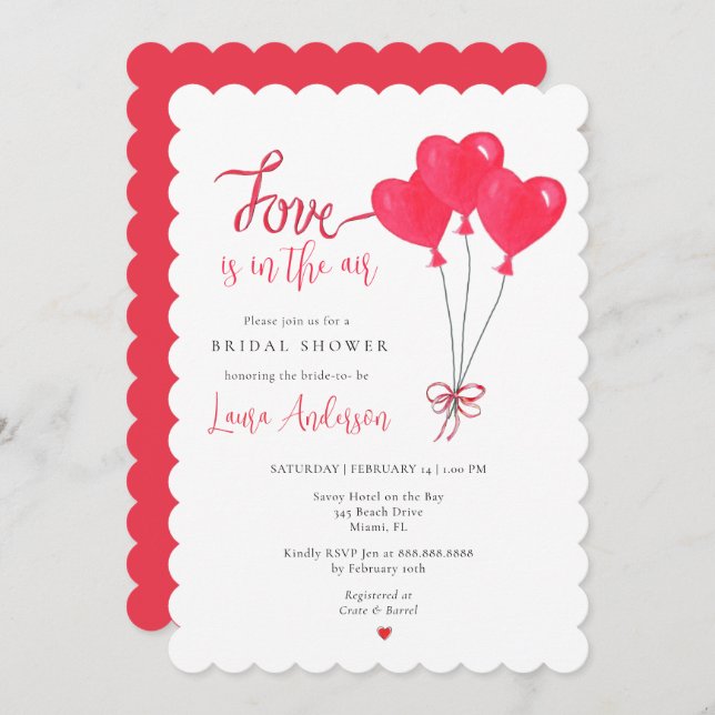 Kärlek är i luften hjärtballonger bröllopsfest inbjudningar (Fram/baksida)
