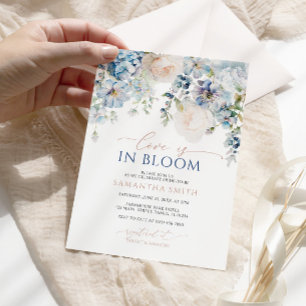 Kärlek är i Möhippan Bloom Blue Hydrangea Inbjudningar