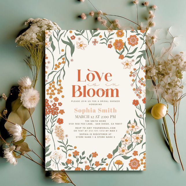 Kärlek är i Möhippan Bloom Boho Wildblomma Inbjudningar (Skapare uppladdad)
