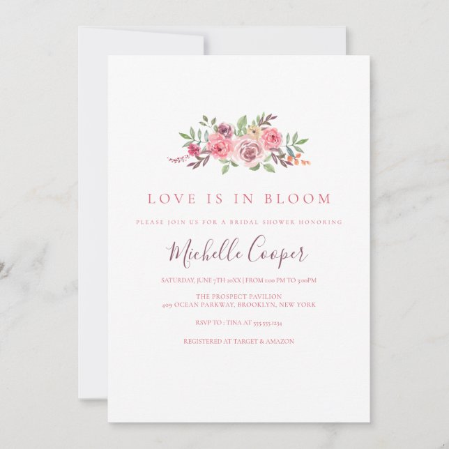 Kärlek är i Möhippan Bloom Garden Inbjudningar (Framsida)