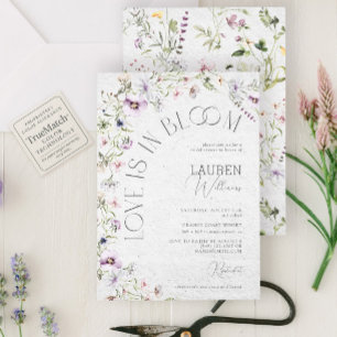 Kärlek är i Möhippan Bloom Lavender Wildblomma Inbjudningar