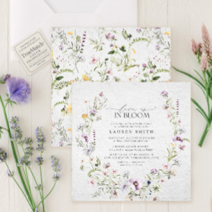 Kärlek är i Möhippan Bloom Lavender Wildblomma Inbjudningar