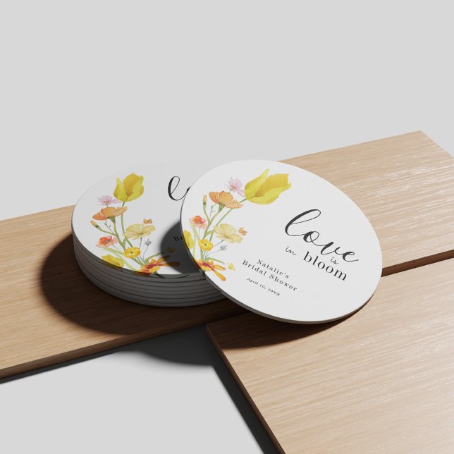 Kärlek är i Möhippan Bloom Vår Wildblomma Underlägg Papper Rund (Skapare uppladdad)