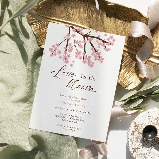 Kärlek är i Möhippan för Blommar i Bloom Cherry Inbjudningar (Skapare uppladdad)