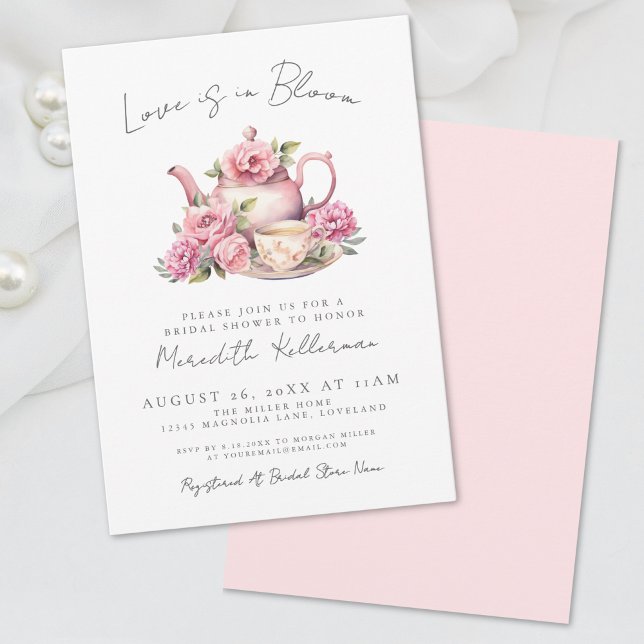 Kärlek är i Möhippan för Blommigt av blodet Inbjudningar (Love Is In Bloom Floral Tea Bridal Shower Invitation)