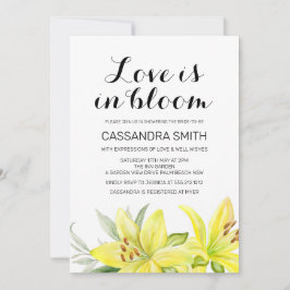 Kärlek är i Möhippan för Gult Lily Blommigt i bloo Inbjudningar