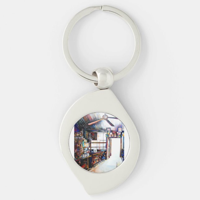 Kärlek är ingen mur, det är en bro swirl silverfärgad nyckelring (Framsidan)