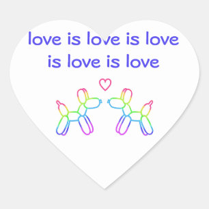 Kärlek är Kärlek Balloon Hundar Heart Sticker Hjärtformat Klistermärke