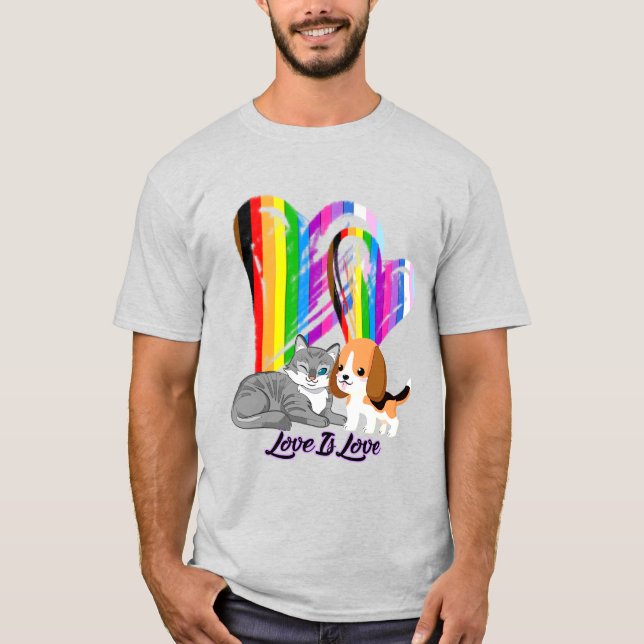 Kärlek är Kärlek Cat & Hund - HGBTQ+ Pet Owner T Shirt (Framsida)