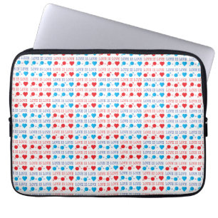 KÄRLEK är KÄRLEK citat i rött och blått Laptop Sleeve