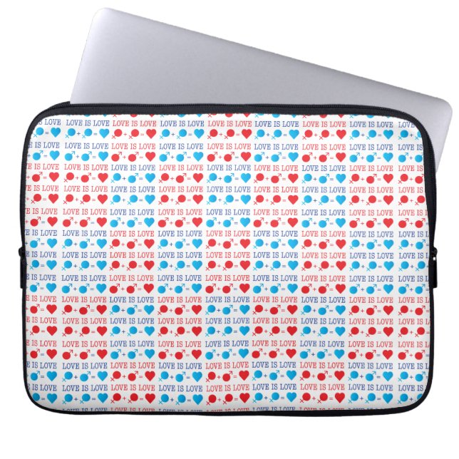 KÄRLEK är KÄRLEK citat i rött och blått Laptop Sleeve (Framsidan)