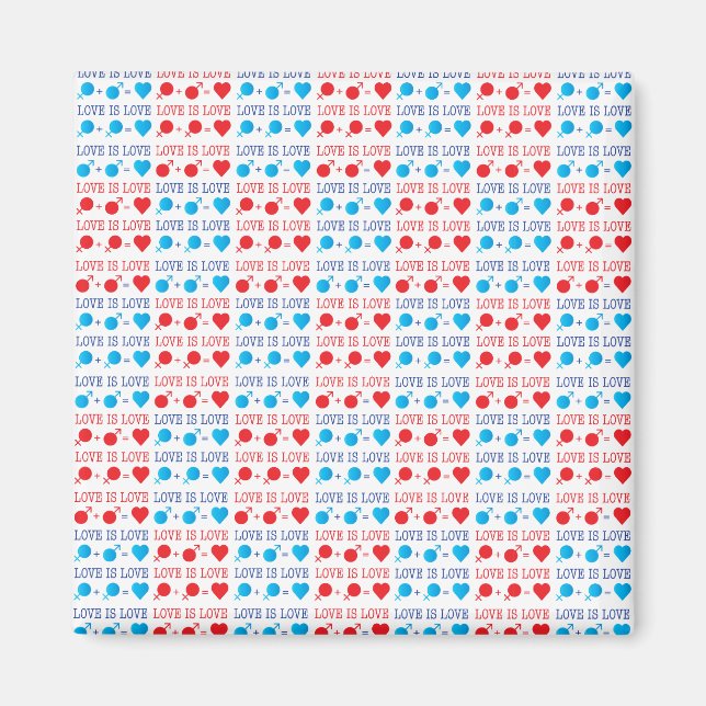 KÄRLEK är KÄRLEK citat i rött och blått Magnet (Framsidan)