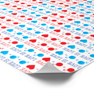 KÄRLEK är KÄRLEK citat i rött och blått Poster