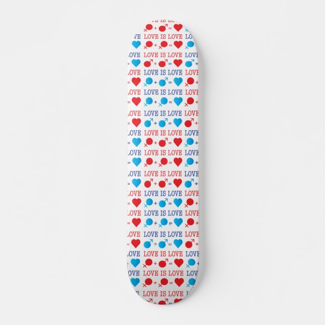 KÄRLEK är KÄRLEK citat i rött och blått Skateboard Bräda 21,5 Cm (Framsida)