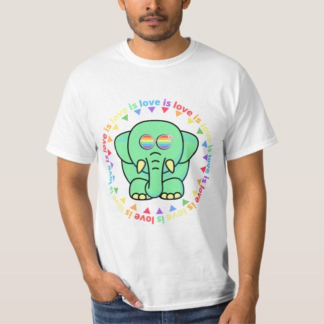 Kärlek är kärlek Cute Elephant LGB Pride Month T-S T Shirt (Framsida)