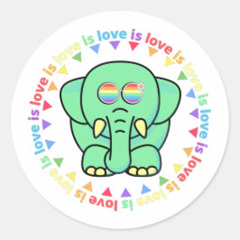 Kärlek är kärlek Cute Elephant LGBT-Pridet i månad Runt Klistermärke