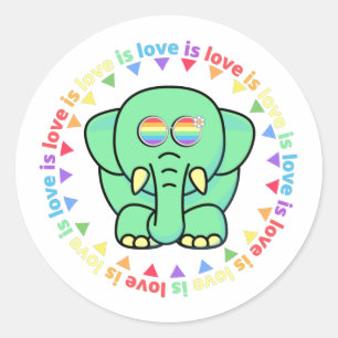 Kärlek är kärlek Cute Elephant LGBT-Pridet i månad Runt Klistermärke