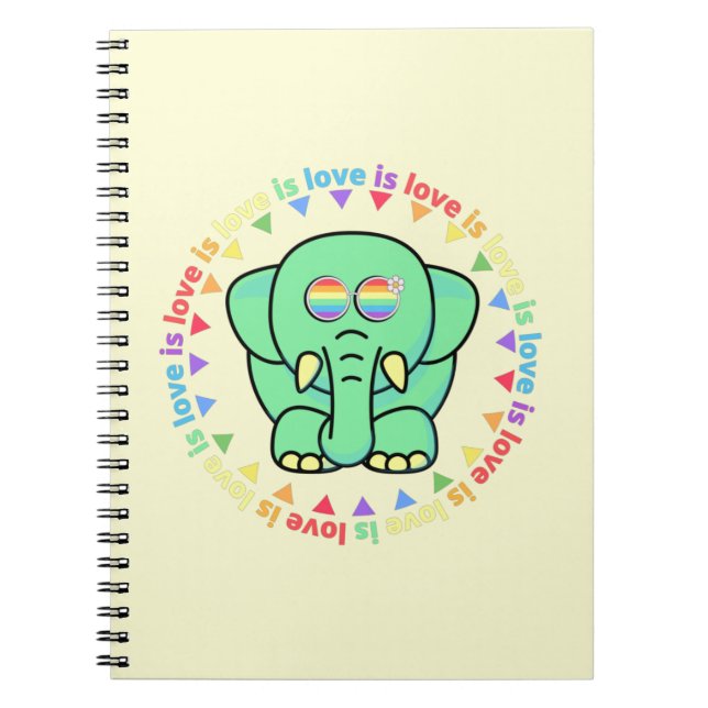 Kärlek är kärlek Cute Elephant LGBTQ-Pridet Anteckningsbok (Framsidan)