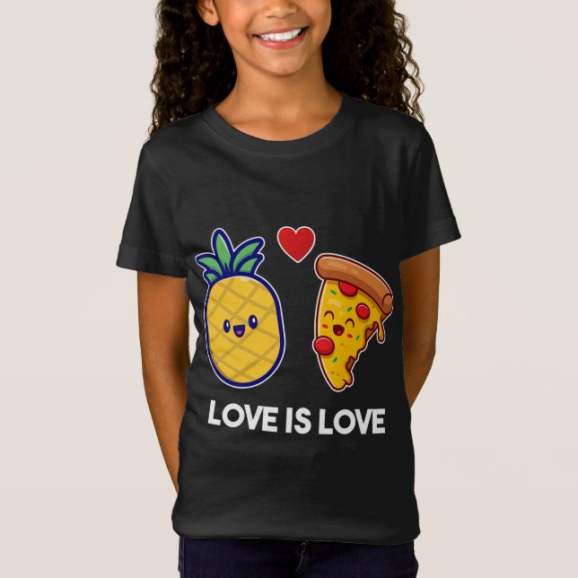 Kärlek är Kärlek Cute Pride Pineapple Pizza T Shirt (Framsida)