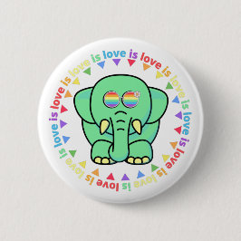 Kärlek är kärlek Färgrik Söt Elefant HBTQ Pride Knapp
