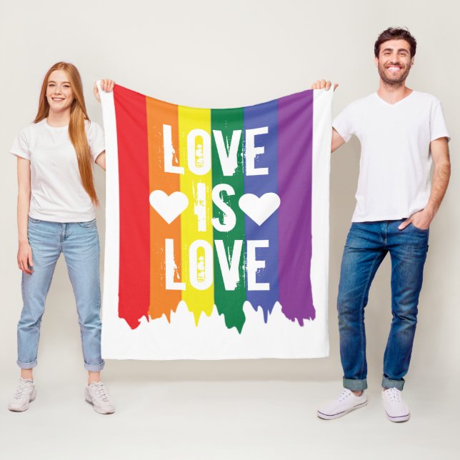 Kärlek är Kärlek Gay pride HBT-regnbåge Fleecefilt (På plats)