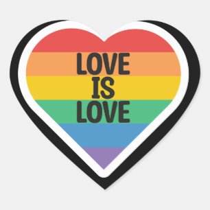 Kärlek är Kärlek GAY PRIDE Hjärtformat Klistermärke