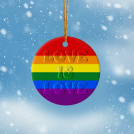Kärlek är Kärlek Gay pride Julgransprydnad Keramik
