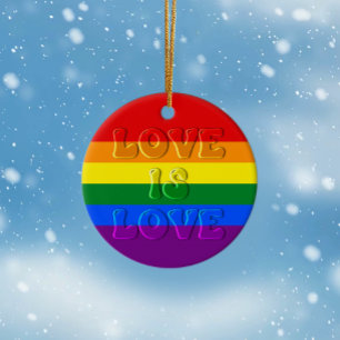 Kärlek är Kärlek Gay pride Julgransprydnad Keramik