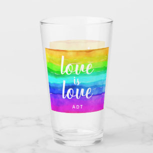 Kärlek är Kärlek Gay pride Monogram Rainbow Waterc Glaskopp