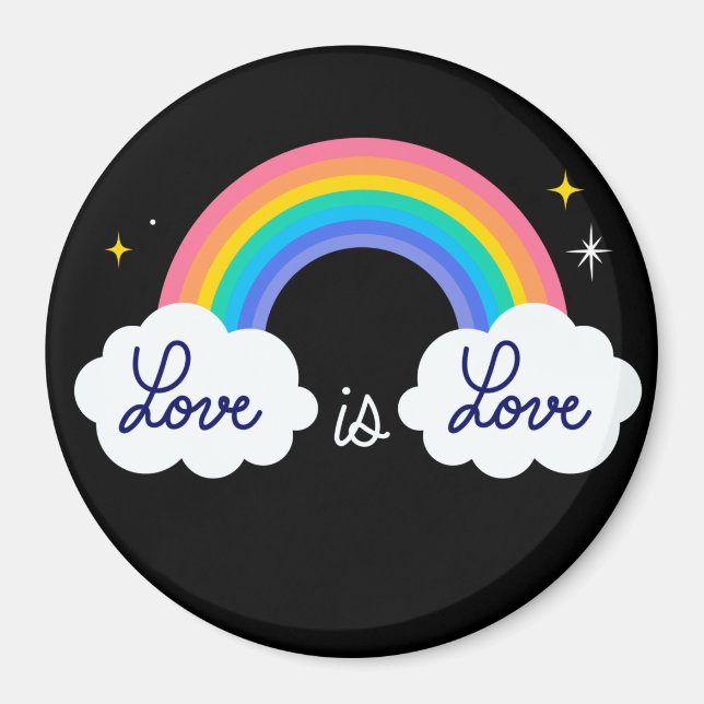 Kärlek är kärlek. HBT+pride. Regnbåge Magnet (Framsidan)