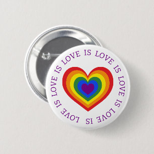 Kärlek är Kärlek HBT TQ Rainbow Heart Knapp