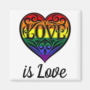 Kärlek är Kärlek HBT TQ Rainbow Heart Magnet