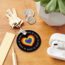 Kärlek är Kärlek HBT TQ Rainbow Heart på Black Nyckelring