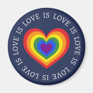 Kärlek är Kärlek, HBT TQ Rainbow Heart på marinblå Magnet