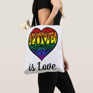Kärlek är Kärlek HBT TQ Rainbow Heart Tygkasse