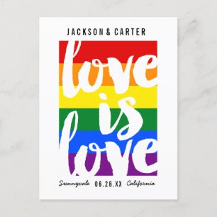 Kärlek är Kärlek HBTQ Pride Flagga Spara Datumet Meddelande Vykort