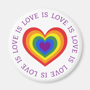 Kärlek är Kärlek HGBTQ Rainbow Heart on White Magnet